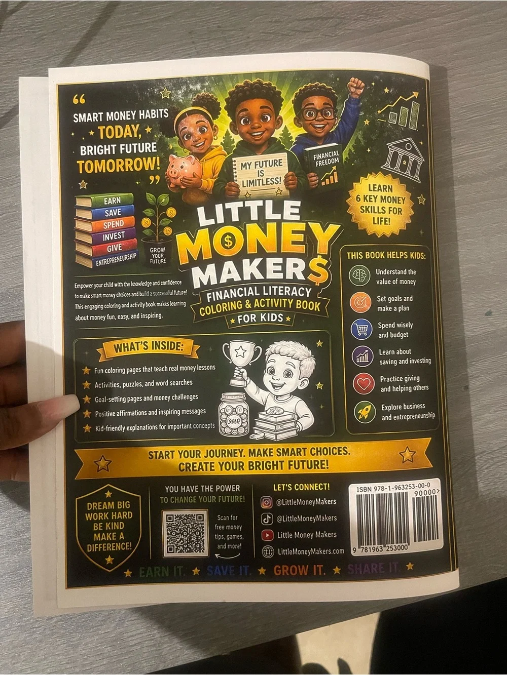 Financial Literacy Coloring & Activity Book - Yellow/Green